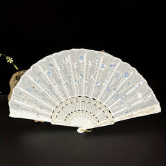 Plastic Embroidered Fan Sequins Chinese Dance Fan