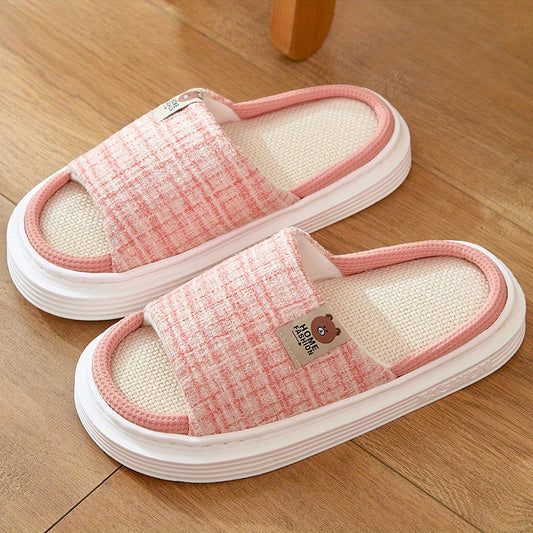 Women's Linen Slippers Platform Slide Sandals