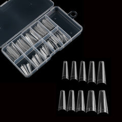 500 Pcs Long Clear Coffin Nail Tips with Case