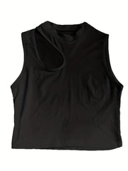 Asymmetrical Neck Tank Top Sexy Sleeveless Women's Clothing