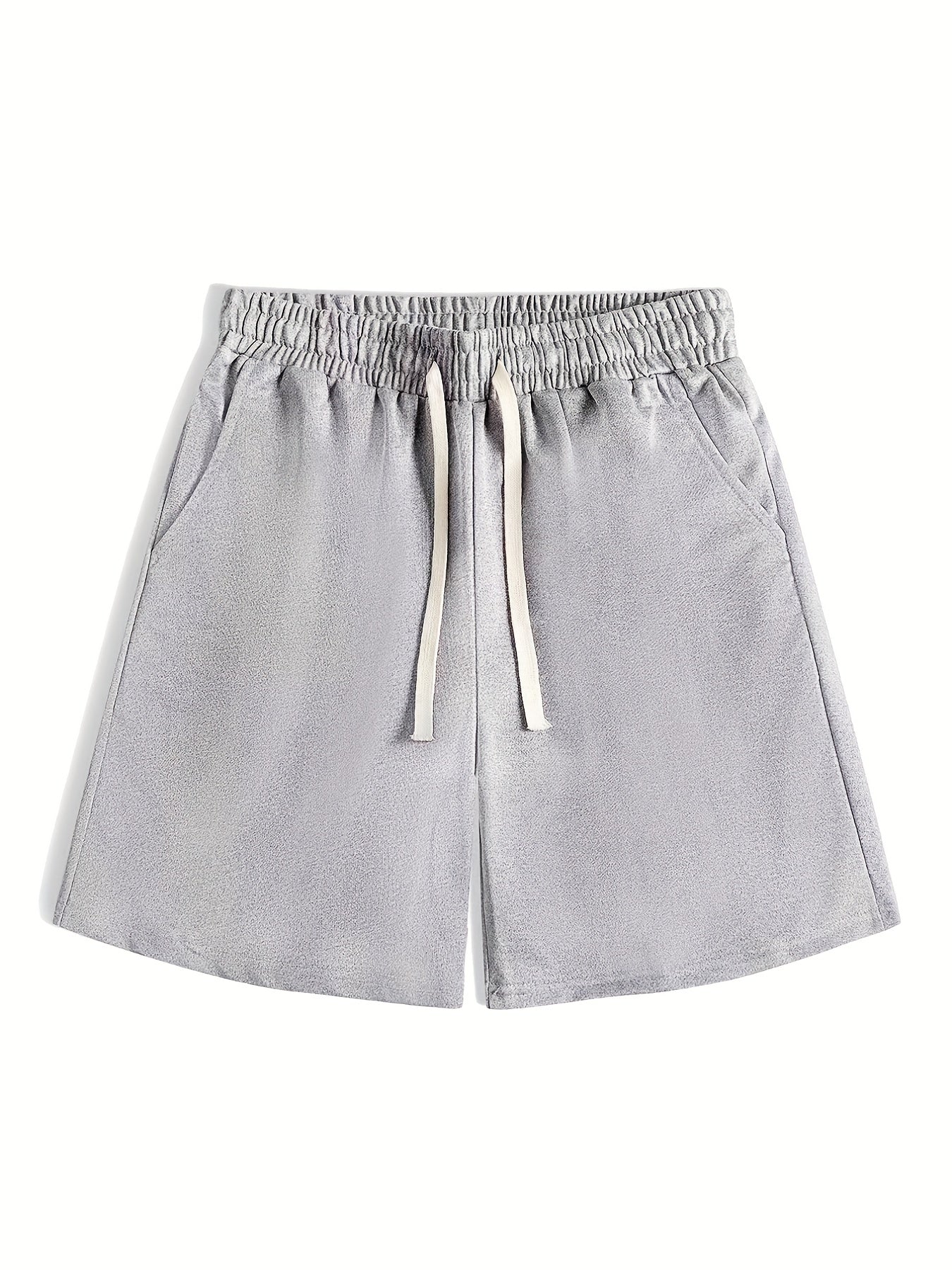 Classic Comfy Men's Shorts Solid Color Elastic Waist Drawstring Summer
