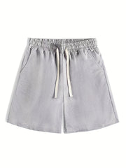 Classic Comfy Men's Shorts Solid Color Elastic Waist Drawstring Summer