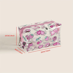 Heart Donut Pattern Makeup Bag PVC Waterproof Roomy Zipper Makeup Pouch
