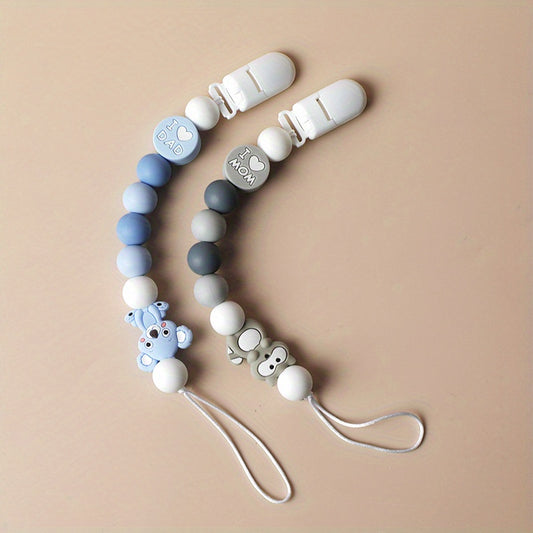 2pcs Silicone Bead Pacifier Clips for Baby Girls & Boys