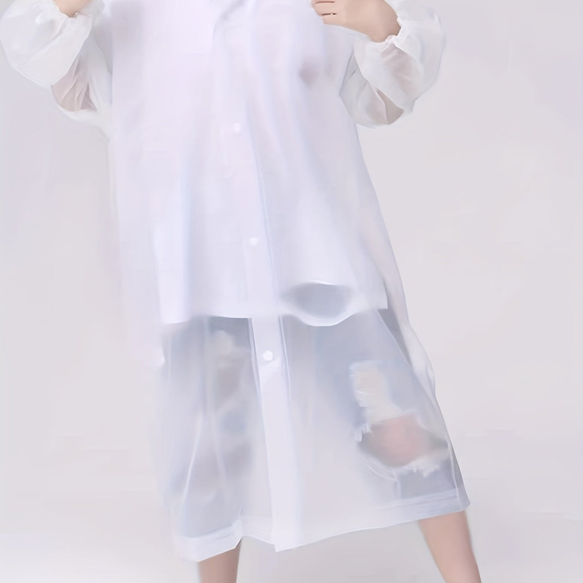 Kids Reusable Transparent Raincoat Button Front