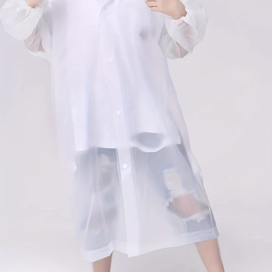 Kids Reusable Transparent Raincoat Button Front