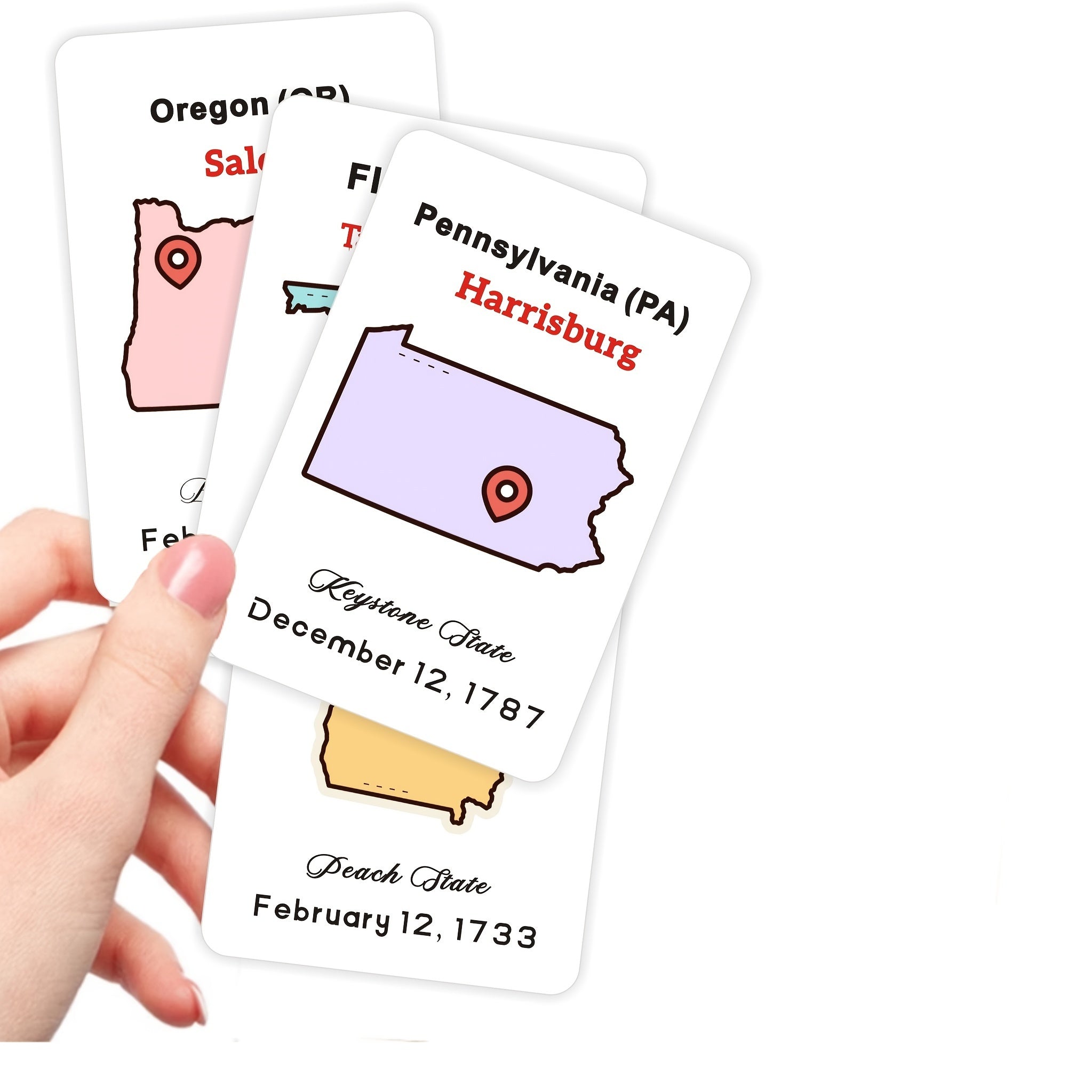 US States & Capitals Flashcards Set - Educational Geography Learning Tool