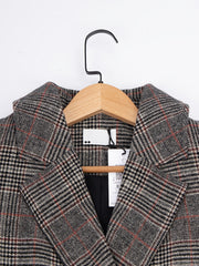 Plaid Long Sleeve Blazer Open Front Lapel Blazer