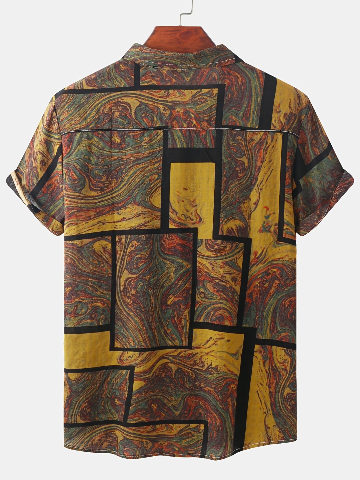 Casual Beach Style Square Graphic Cotton T-Shirt for Summer
