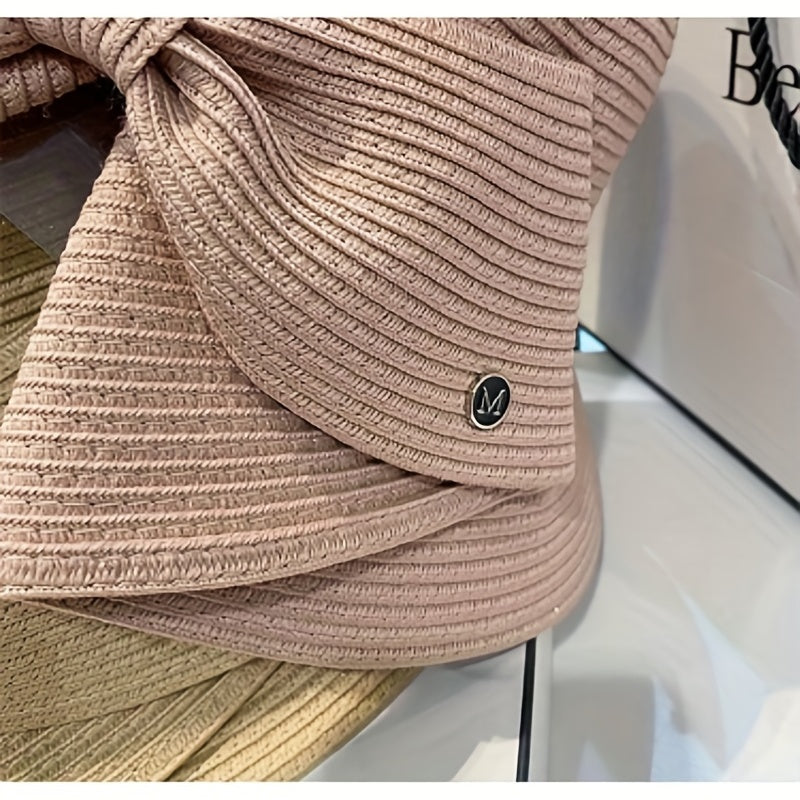 Pearl Big Brim Straw Hat Top Hat Sun Protection Hat