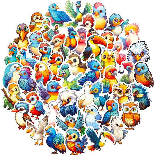 50pcs Bird Words Sound Stickers Owl Parrot Cartoon Vinyl Waterproof Stickers