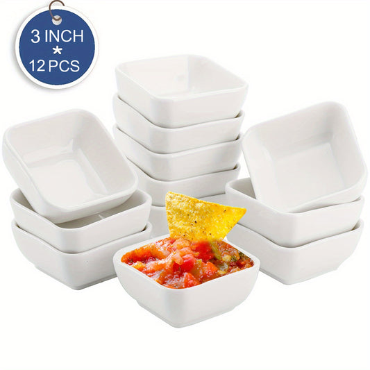 12 Pcs Ceramic Dip Bowls Set 3 Oz Condiments Server Dishes Mini Bowls