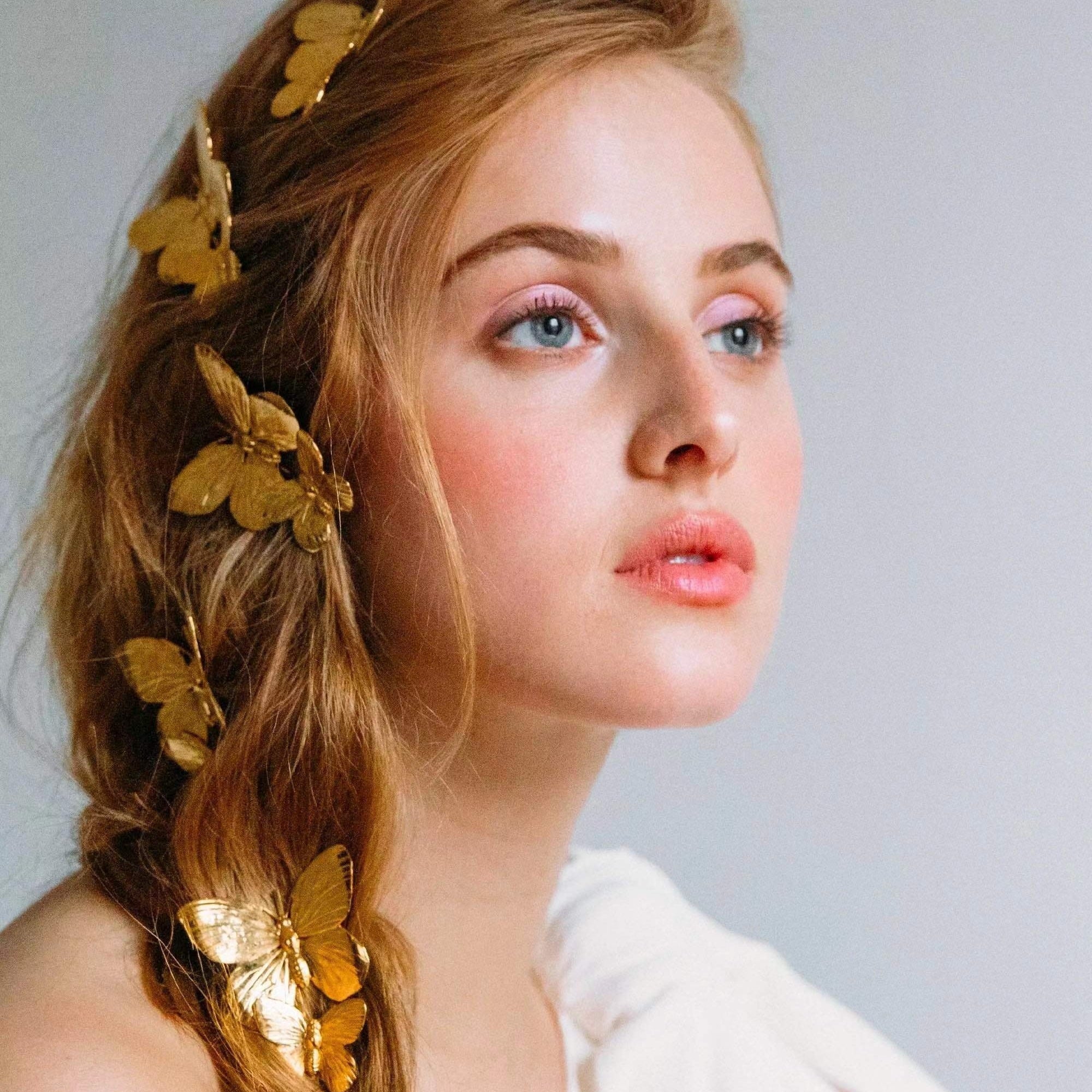 Golden Butterfly Shaped Hair Pin Alloy Hairpin Hair Clip For Side Hair Bang