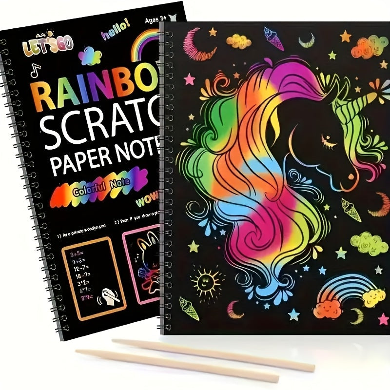 2pcs Rainbow Scratch Art Notebook - Creative Set for Teens