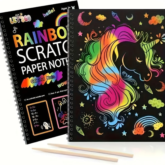 2pcs Rainbow Scratch Art Notebook - Creative Set for Teens