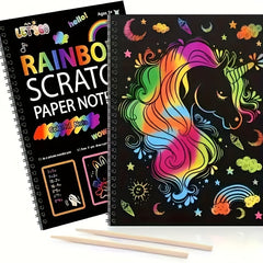 2pcs Rainbow Scratch Art Notebook - Creative Set for Teens