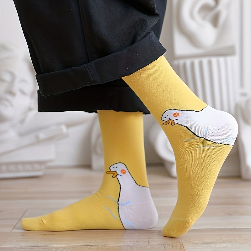 4 Pairs Cartoon Duck Print Socks Women's Stockings