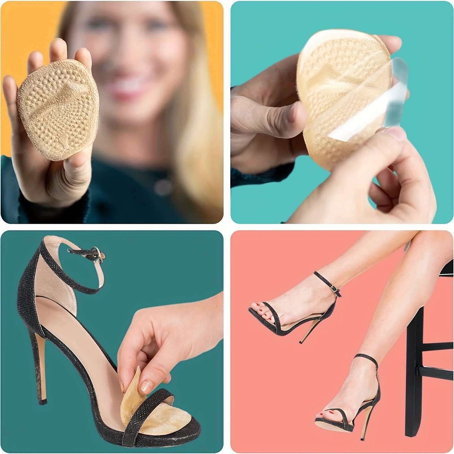 Beige Metatarsal Pads Ball Of Foot Cushions - Non Slip High Heel Inserts