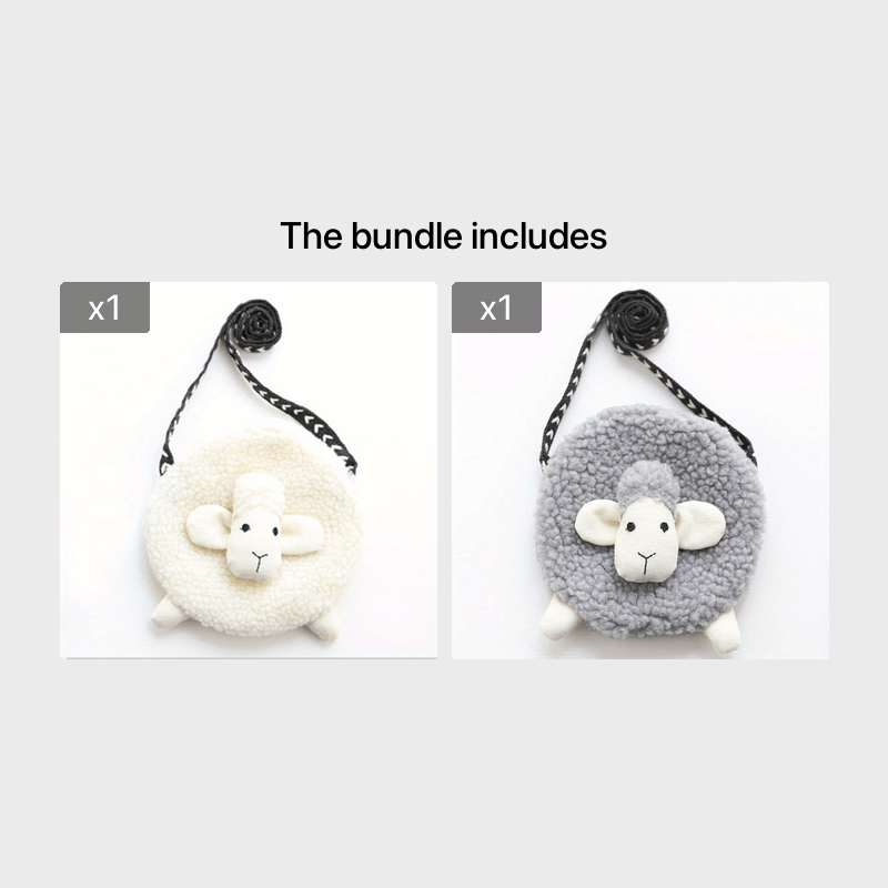 Cartoon Plush Lamb Bag Coin Purse Wallet Crossbody Bag Holiday Gift For Girls