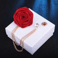 Men's Wedding Groom Rose Chain Brooch