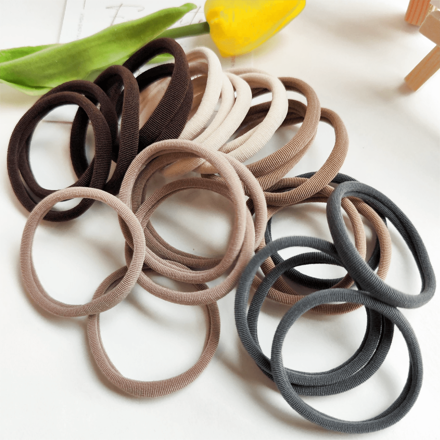 25pcs High Elasticity Hair Tie Ponytail Holder Solid Style Assorted Colors