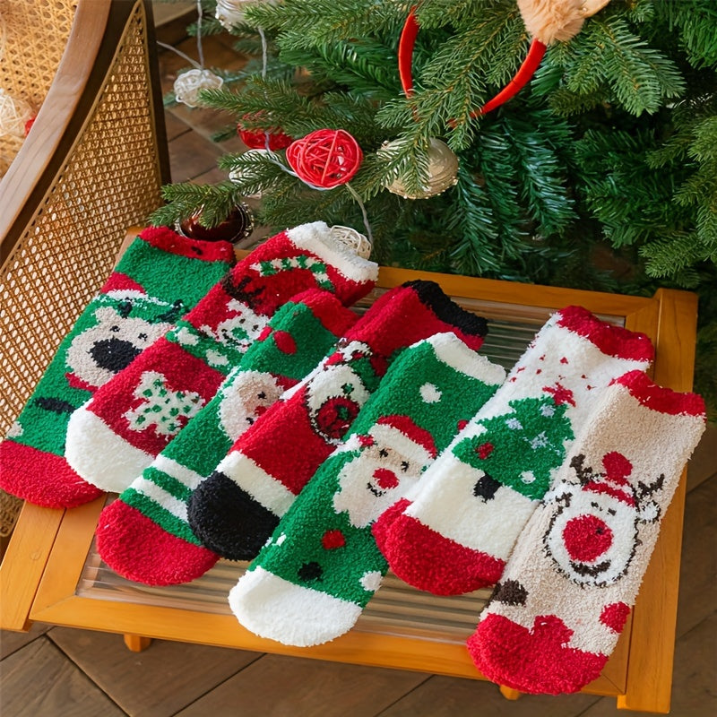 7 Pairs Christmas Socks Fuzzy & Comfy Women's Stockings