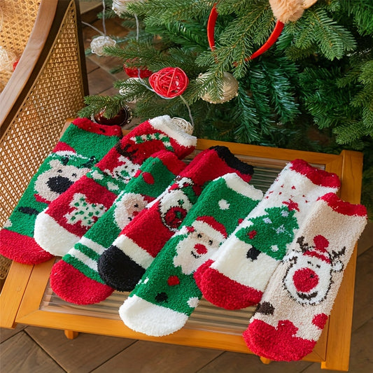 7 Pairs Christmas Socks Fuzzy & Comfy Women's Stockings