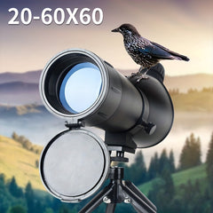 Compact 60x60mm Spotting Scope Monocular with Tripod for Moon Watching