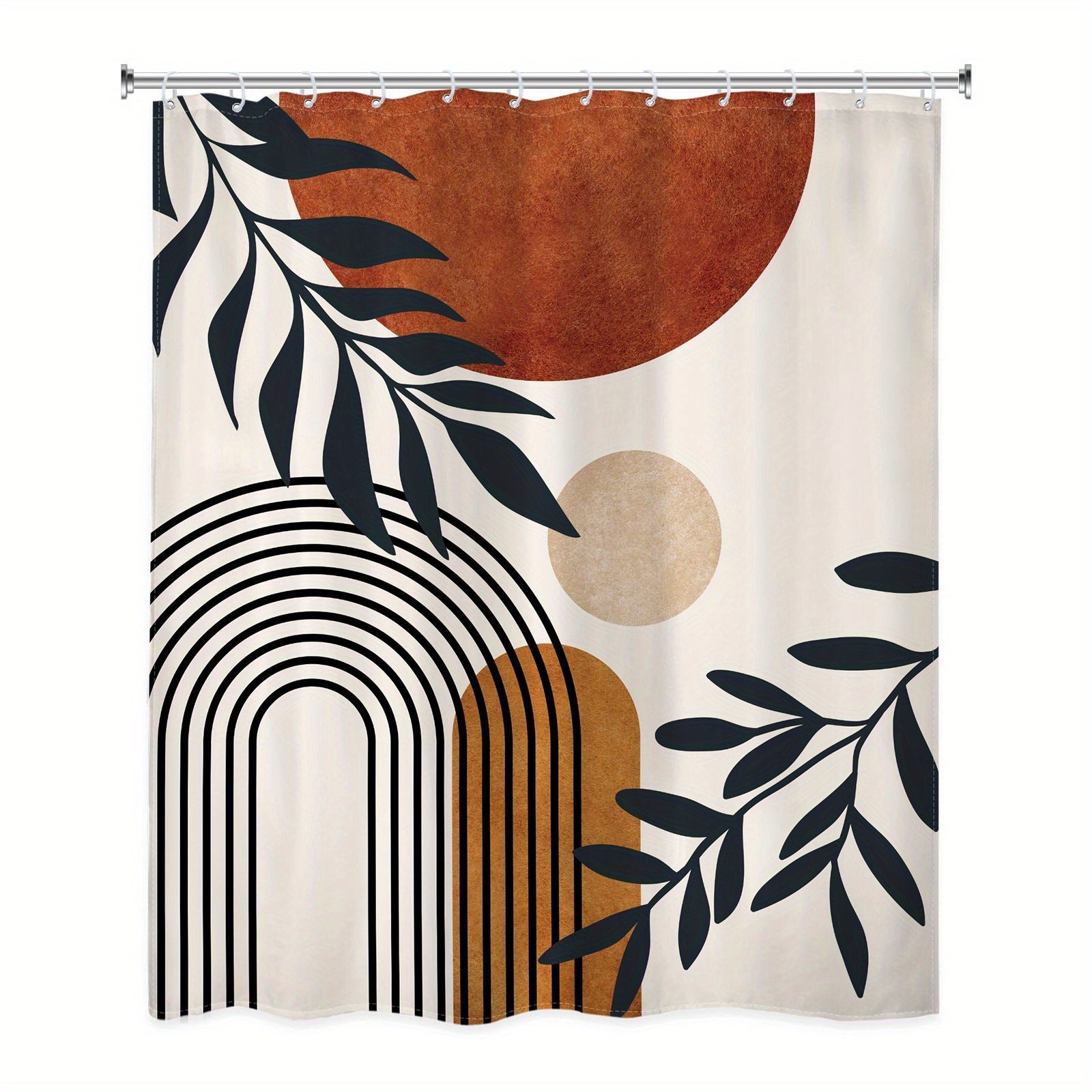 Block Pattern Shower Curtain Waterproof Fabric Bath Decor