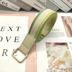 Canvas Belt Double Ring Square Metal Buckle Belt