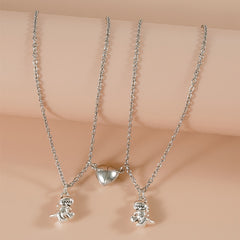 Couple Magnet Heart Dinosaur Pendant Necklaces for Friendship