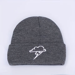 Clouds Embroidery Beanie Lightweight Warm Skull Cap Solid Coldproof Couple Knit