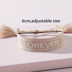 Tassel Letter Embroidered Fabric Bracelet Kids Accessories
