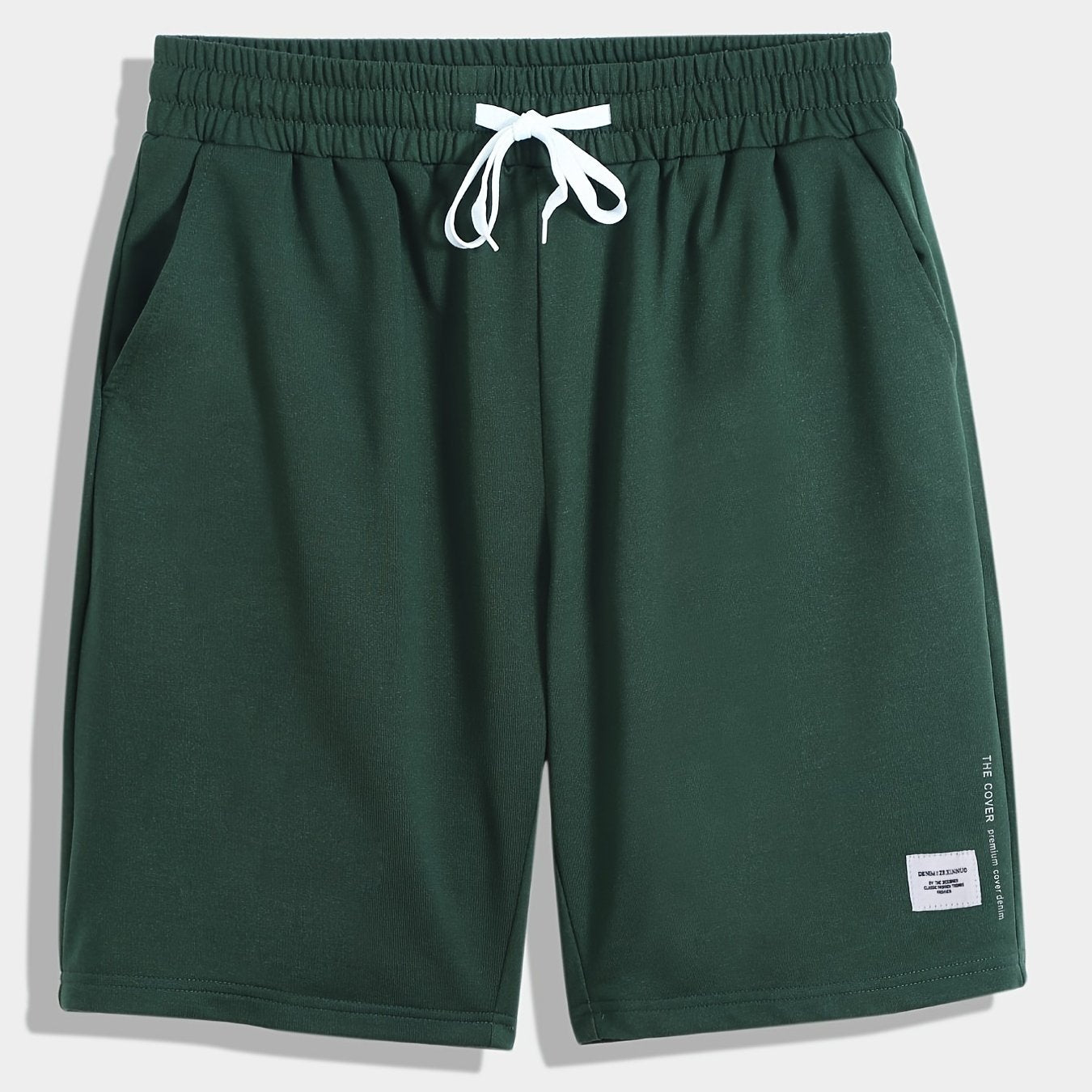 Men's Casual Green Stretch Knitted Cotton Shorts for Summer