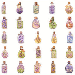 50pcs Floral Glass Bottle Stickers Self Adhesive Decals for Electronics