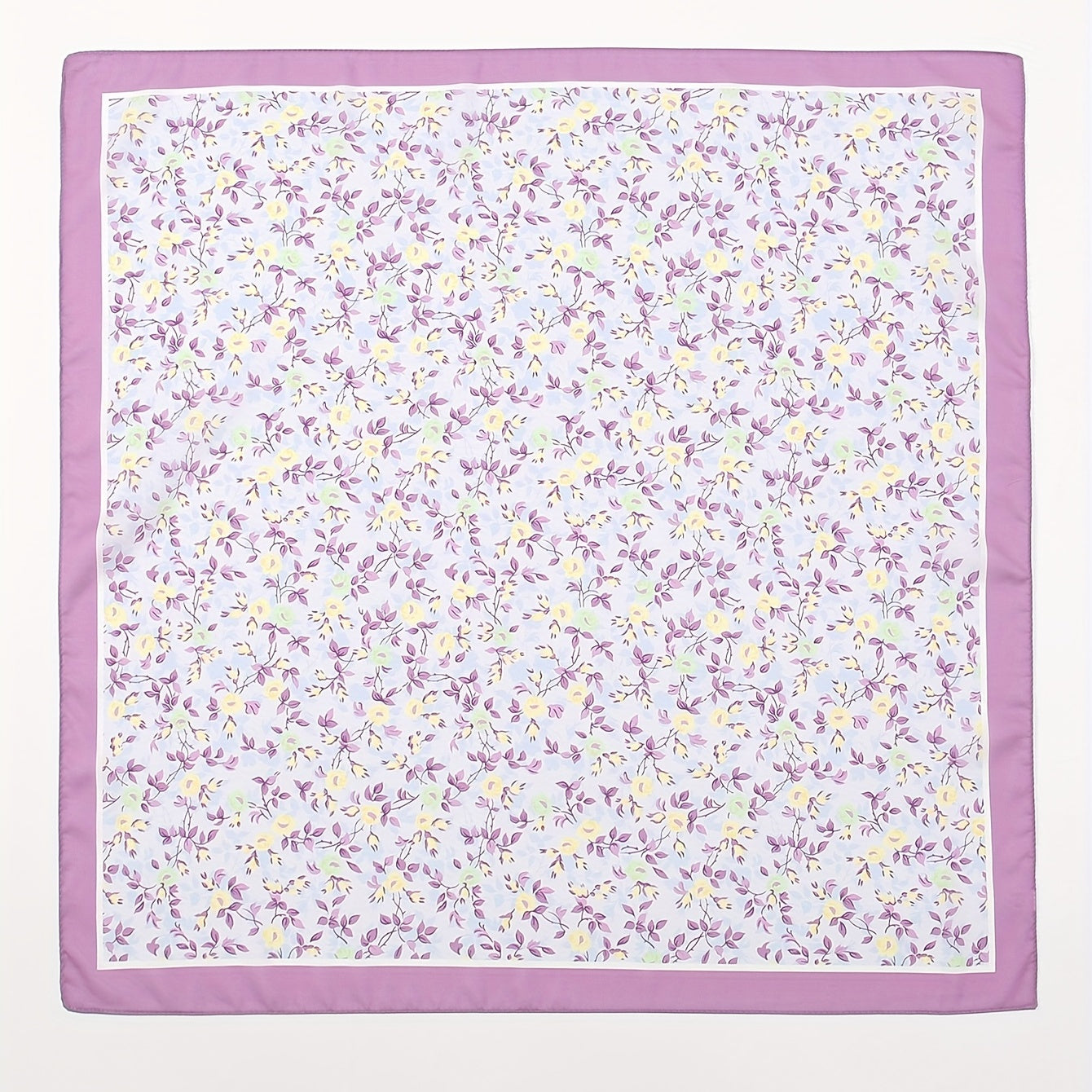 Purple Floral Print Bandana Satin Square Scarf Neckerchief Head Wrap
