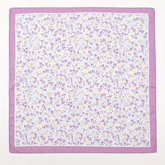 Purple Floral Print Bandana Satin Square Scarf Neckerchief Head Wrap