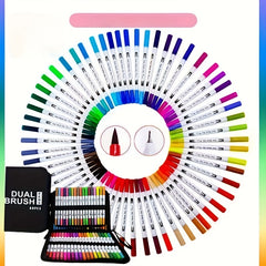 60 Dual Tip Brush Pens Set Fast Drying Water-Based Ink Markers for Adults