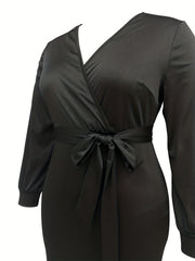  Dress Women's Plus Surplice Neck Slim Fit Dress