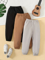 3pcs Girls Cotton Active Jogger Pants Stretch Fit Kid Trousers