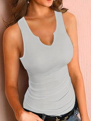 Ribbed Tank Top Sleeveless Casual Top For Summer & Spring Women's Clothing