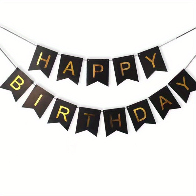 Happy Birthday Pull Flag Letter Bronzing Banner Children's Birthday Decor