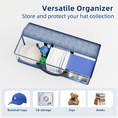 Set of 4 Baseball Cap Storage Bags with Handles - Portable Hat Organizer Box