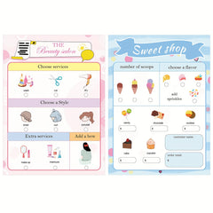 Beauty Salon & Makeup Notepad Sets for Girls - Role Play Pretend Play