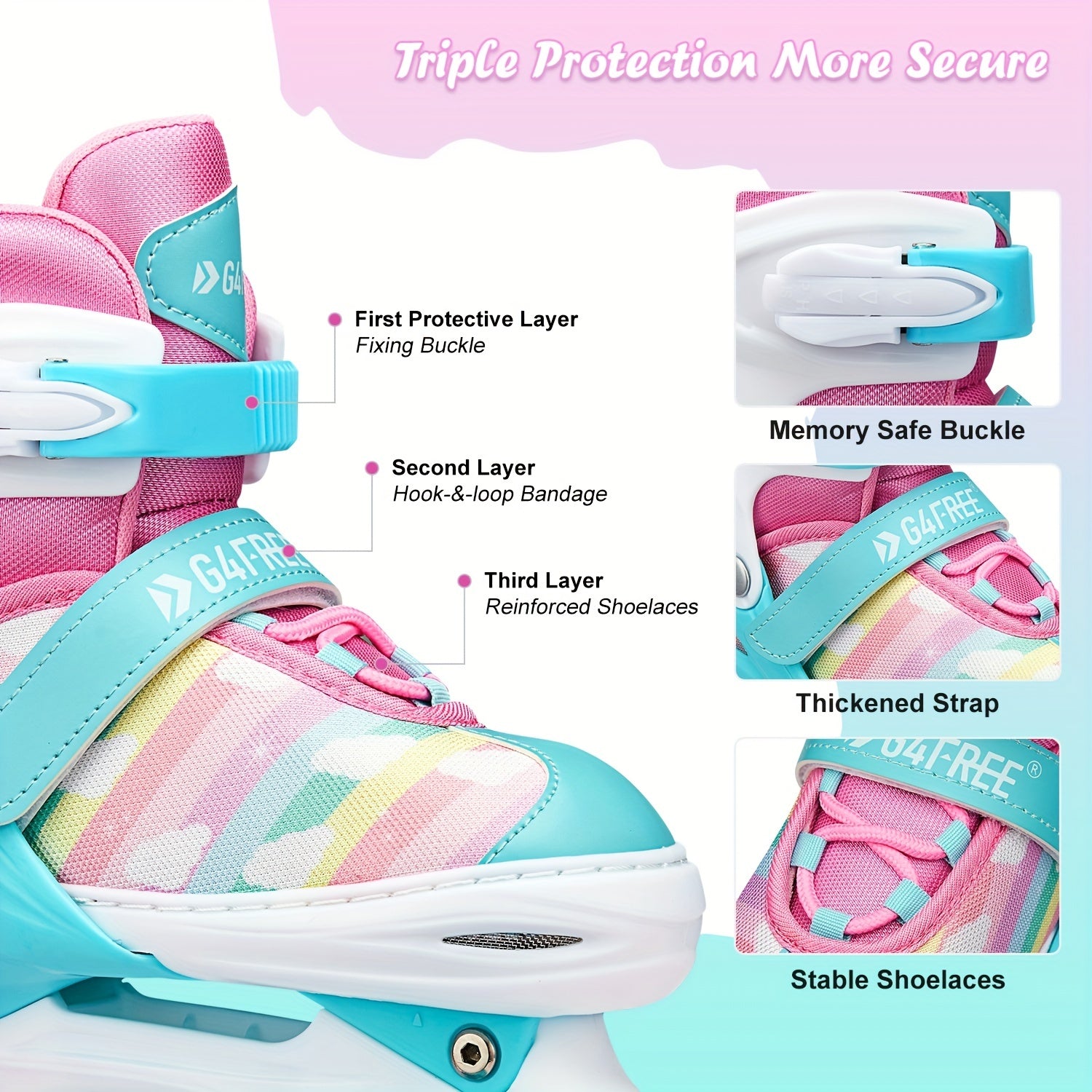Kids Candy Roller Shoes with Buckle Four Wheeled Skate Sneakers