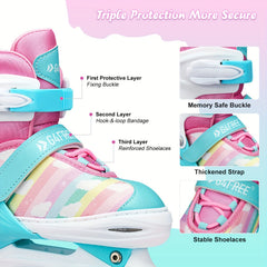 Kids Candy Roller Shoes with Buckle Four Wheeled Skate Sneakers