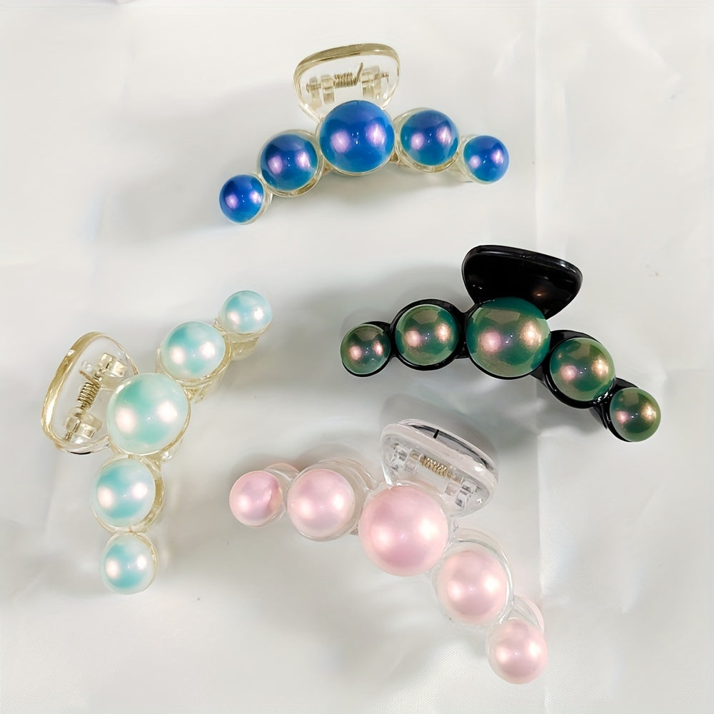 Faux Pearl Decor Hair Claw Minimalist Banana Clip