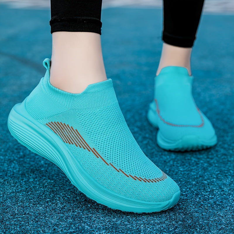 Women's Non Slip Flying Woven Running Shoes Lightweight Breathable Slip on Socks