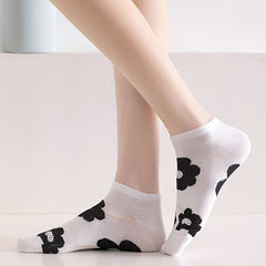 5 Pairs Letter & Floral Print Low Cut Socks for Women
