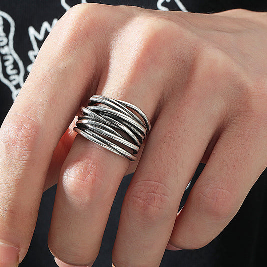Gothic Curve Ring - Silver Plated Adjustable Ring